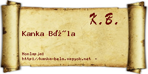 Kanka Béla névjegykártya