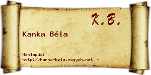 Kanka Béla névjegykártya
